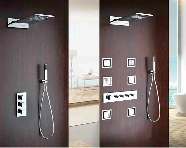 Overhead Celing Raindrop Built In Thermostatic Rainfall Mixer System Faucet Set Rain Mounted Ceiling Shower