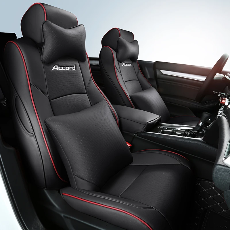 

Free Shipping Custom Made Original Full Set Leather Accord Car Seat Cover for Accord Car Model Seat Cushion, /black /brown/red/black with red