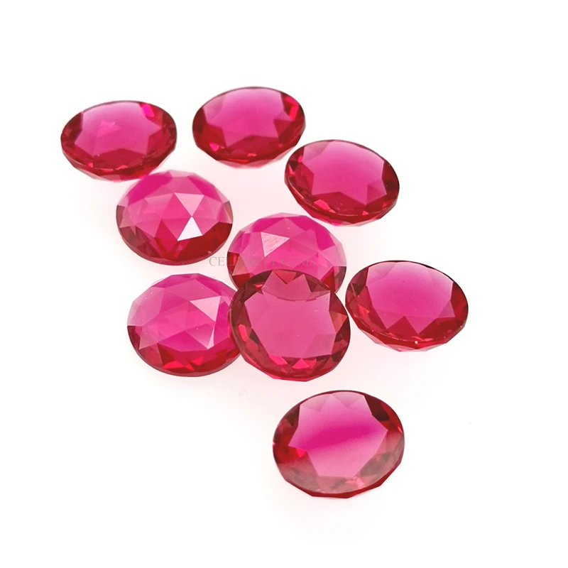 

Wholesale Rose Cut Ruby Color Facet Flat Back Cubic Zirconia