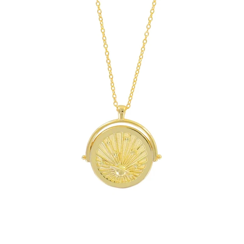 

European and American S925 Sterling Silver Saturn and Star Fashion Pendant Necklace