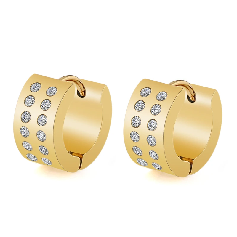 

Fashion titanium steel stainless steel inlaid zircon ear buckle Fashion trendy temperament all-match ear jewelry, Picture