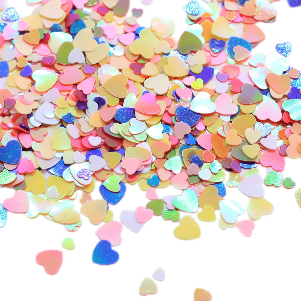 

Factory Price Colorful Heart Diy Nail Art Decor Glitter Sequin Flat Craft Handmade Ornament Accessory, Multi colors