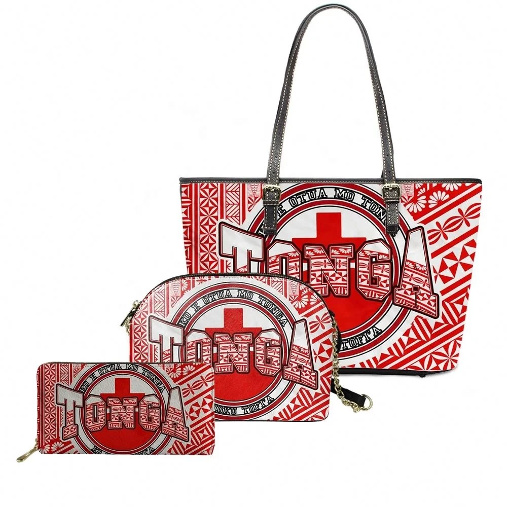 

Fashion New Vintage Handbag Leather Purses Polynesian Tonga Tribal Printed Custom Shoulder Handbags PU Shell Bag Chain Handbags, Customizable