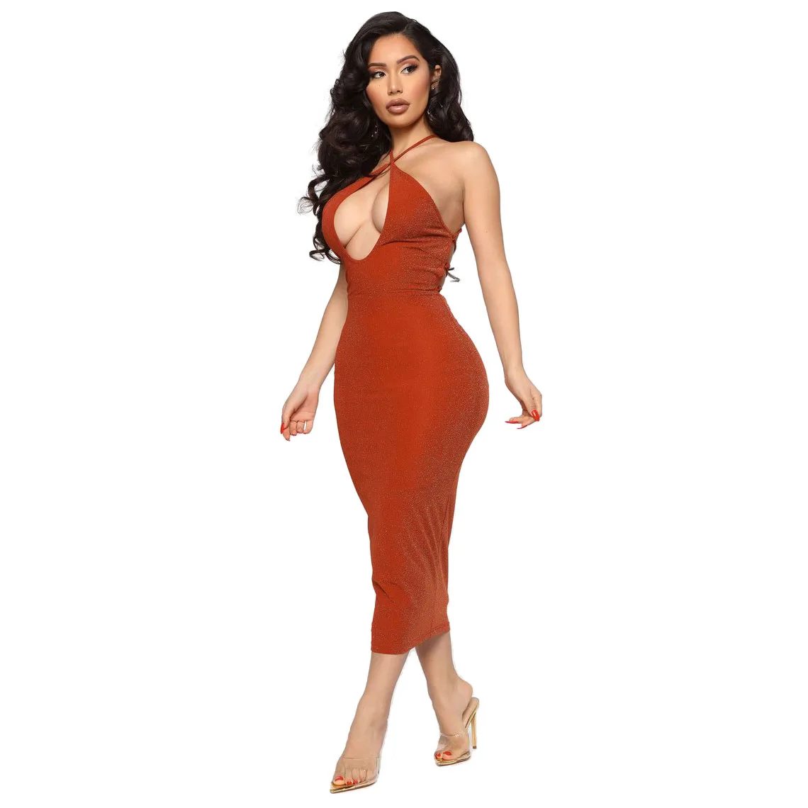 

Evening Club Woman and Girl Outfits Casual Dresses Sexy Backless Woman Dress Fashion Red Ladies Party Cotton Crisscross frenulum