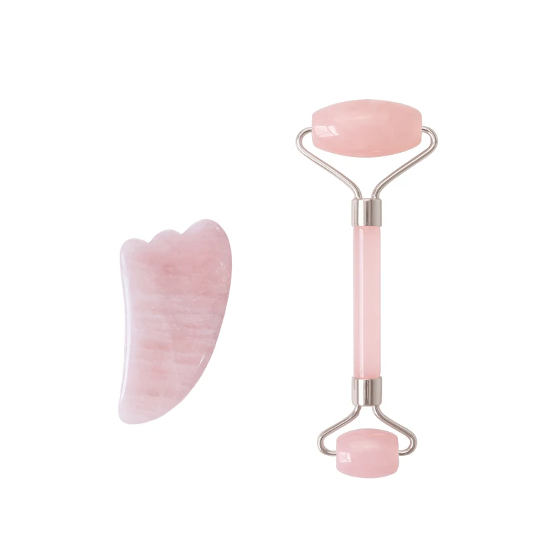 

Tuying Beauty Skin Massager Facial Jade Roller Rose Quartz Qua Sha Tool Set