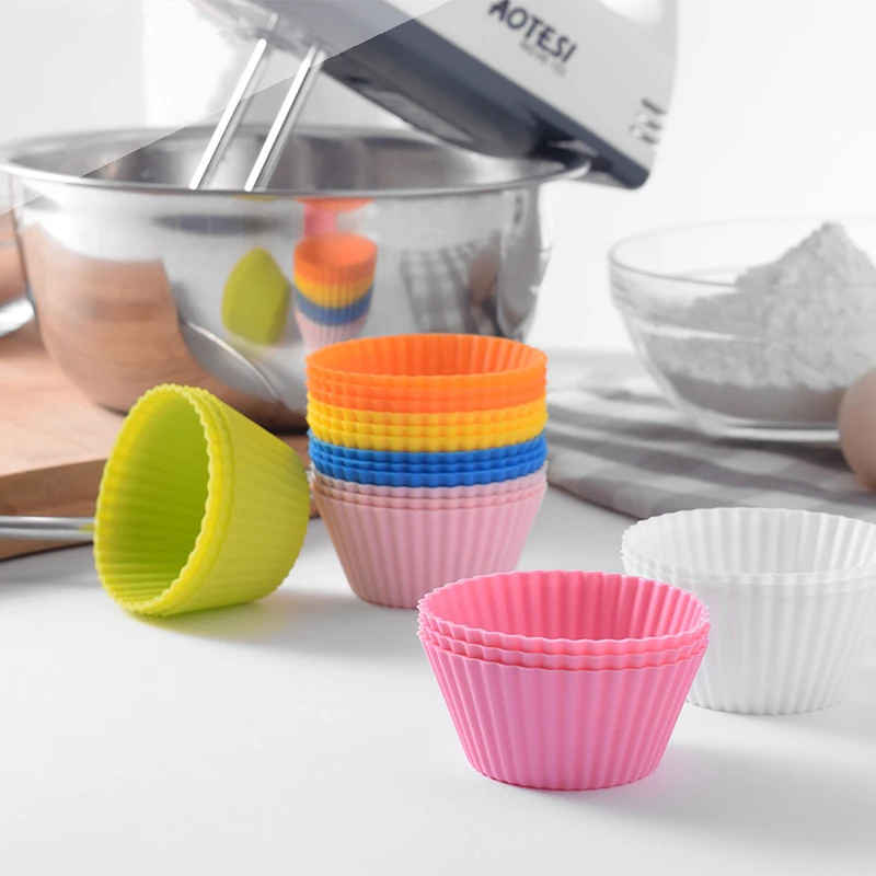 

Baking Cup Baking Molds Round Shape Silicone Cupcake Mould Maker Mold Tray DIY Cake Decorating Tools
