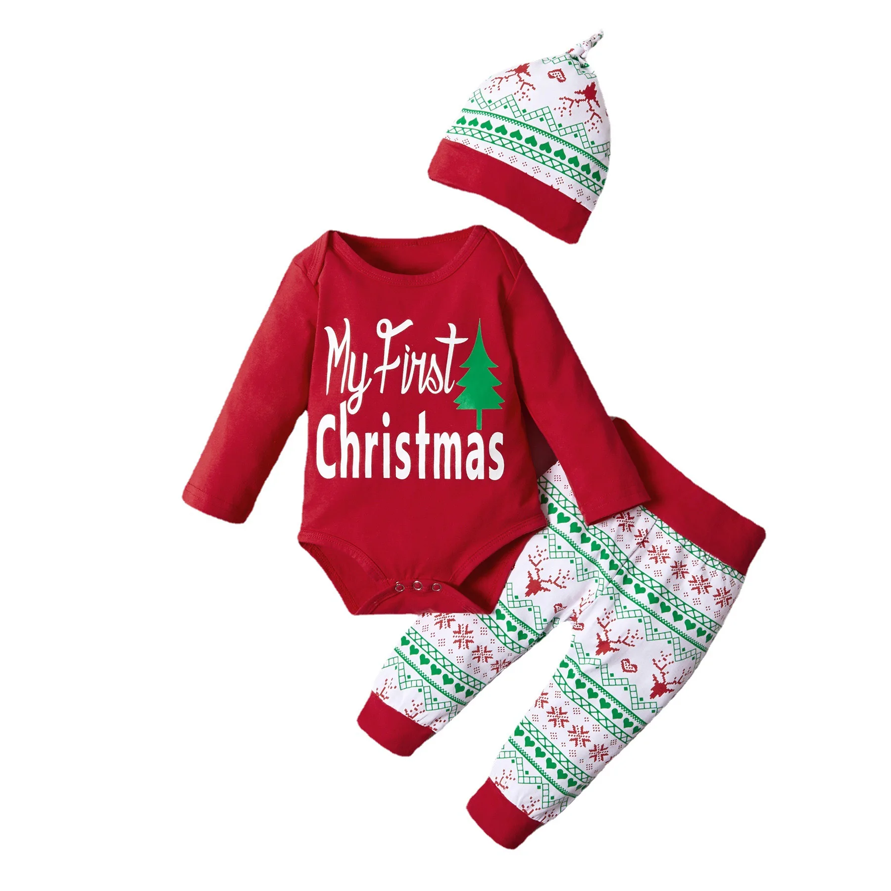 

Baby Christmas clothes children's romper suit with hat kids clothing set