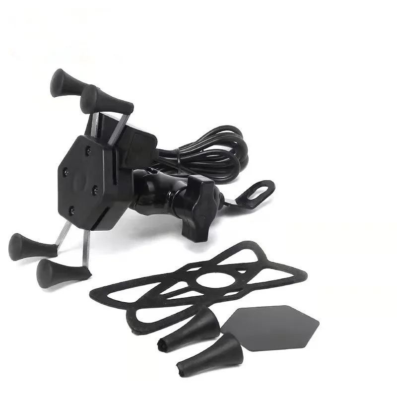 

Universal Motorcycle Motorbike Mobile Phone Mount Holder X Grip Clamp USB Charge