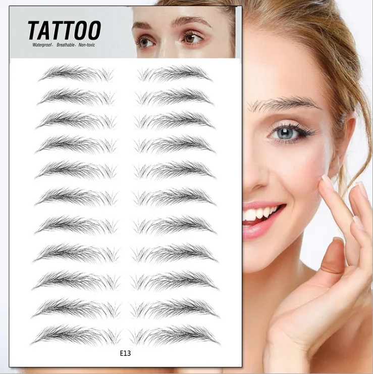 

Amazon Crazy Sell Women Popular New Design Waterproof Cosmetic Face Makeup Temporary Fake tatoo 6D/4D/ 3D Eyebrow Tattoo Sticker