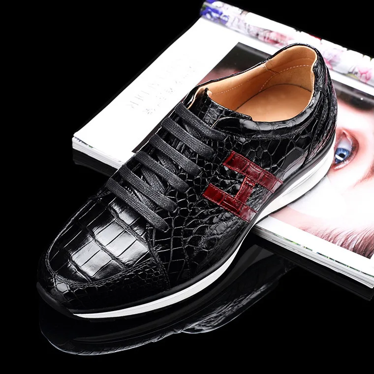 

2021 crocodile leather sneakers men's leather travel casual men's shoes