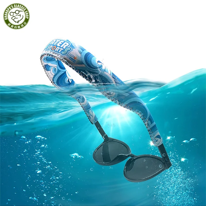 

Premium Water Sport Sunglass Float Neoprene Floaters Neck Eye Glasses Strap Holder Floating Eyewear Retainer Sunglasses Straps, Ocean wave blue