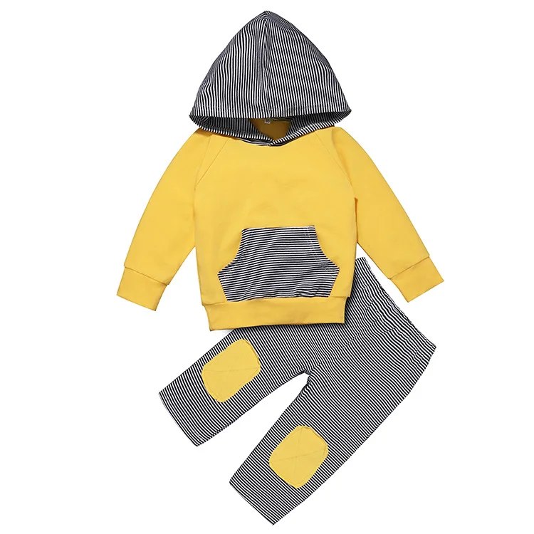 

New children's sweater baby casual hooded striped sweater top