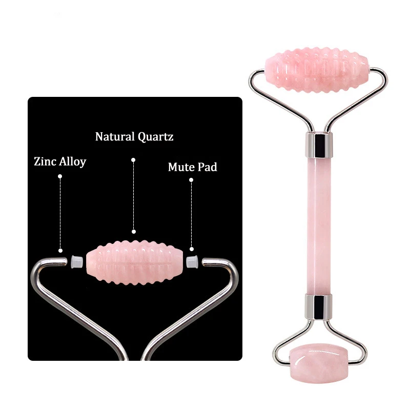 

JD017 quartz rose jade spike roller genuine natural jade roller