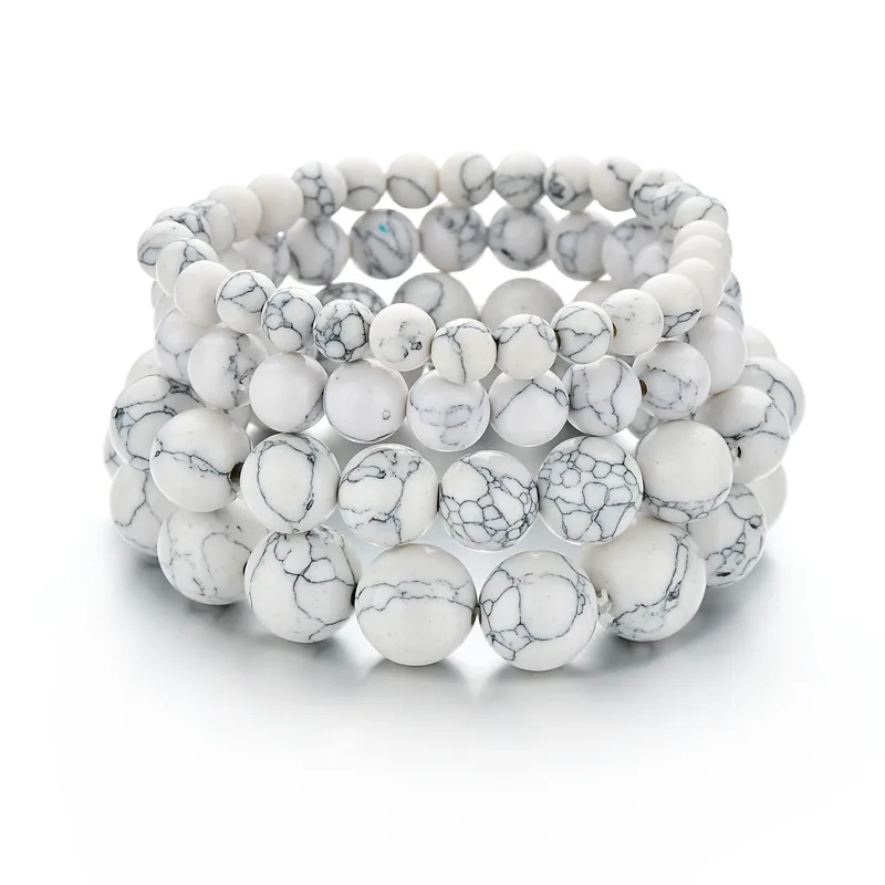

Wholesale Advantageous Price White Howlite Beaded Bracelet Fashion Europe and America Natural Stone Bracelets