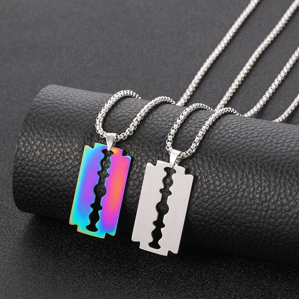 

Fashion Jewelry New Colorful Blade Hip Hop Titanium steel Men's Sweater Chain Necklace