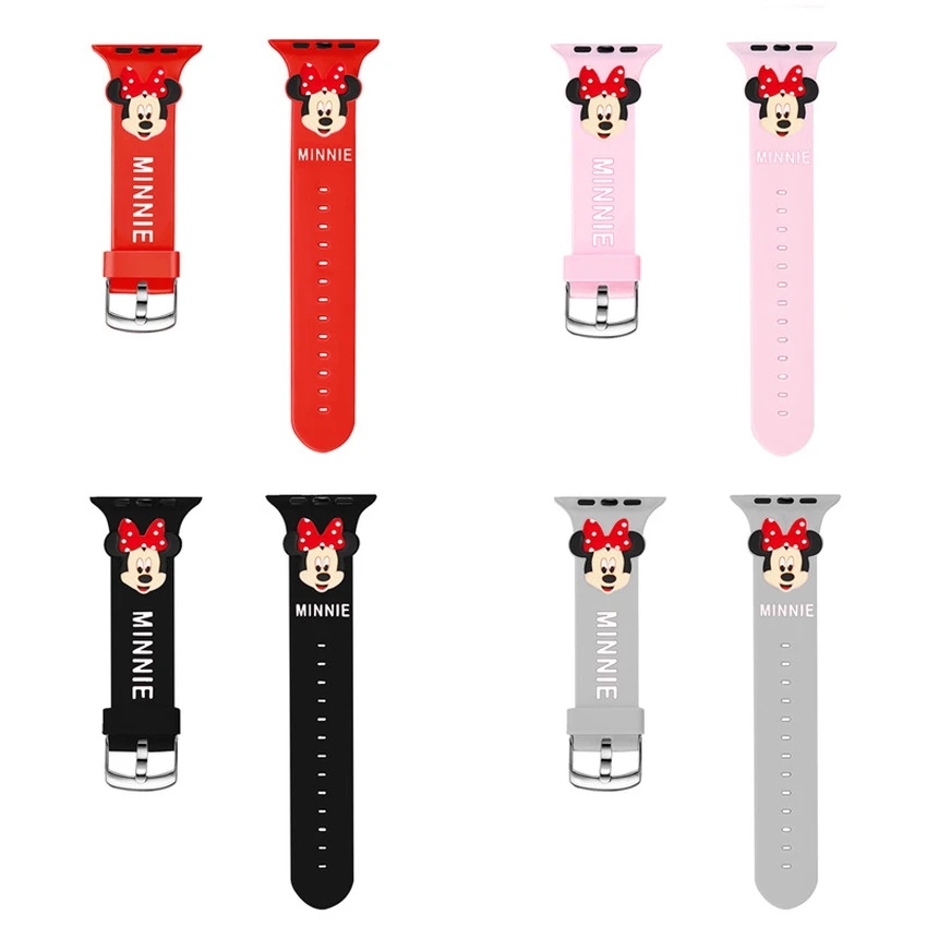 

Cute 3D Cartoon Silicone Rubber WatchBand for Apple iwatch Hello Kitty Band Buckle Watch Strap 38 40 42 44mm Fashion bands, Various colors to you choose
