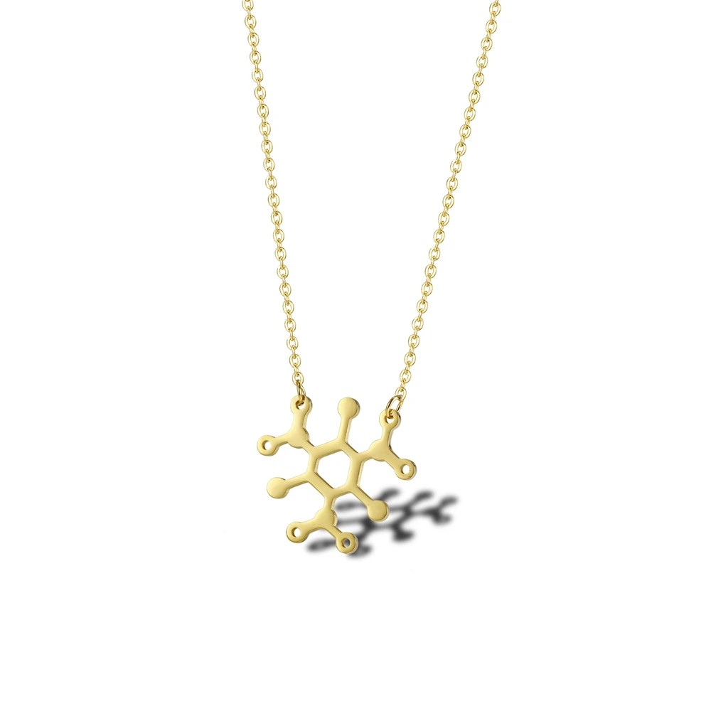 

Honeycomb Connector Chemical Symbol Mirror Polish Necklace Stainless Steel 18K Gold Plating Jewelry