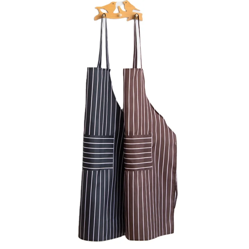 

Household all-cotton apron Men's Coffee shop waterproof and oil-proof working apron kitchen striped cooking bust apron woman
