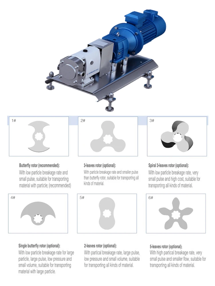 Sanitary Stainless Steel Lobe Rotor Pump Sanitary Pumps Food Grade Gear