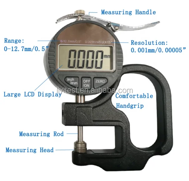Liyi High Accuracy 0.001mm Digital Thickness Meter Plastic Film