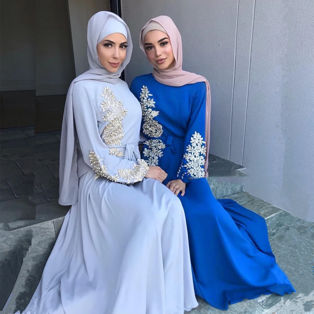 

High Quality Dubai Turkish Muslim Hijab Dress Moroccan Kaftan Caftan Islamic Clothing For Women Dresses elegant abaya, 6 color as picture