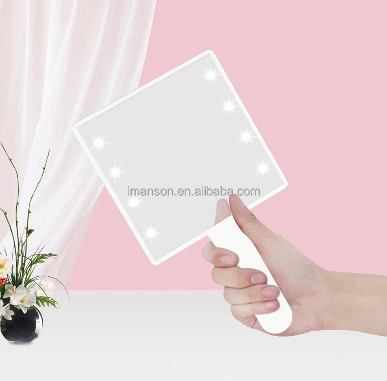 

Private Label Makeup Tool Pink Handheld Mirror Led Makeup Mirror with Light, Black/pink/white