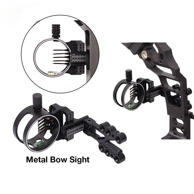 

Archery Custom Logo Compound Bow Sights Fiber Optics 5 Pin Archery Compound bow Sights, Black