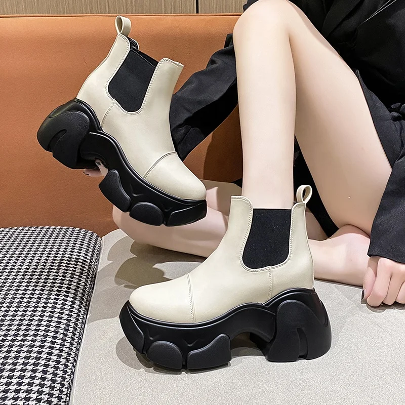 

Ankle High Heels chunky Boots Women Winter Platform Ankle Boots casual high top Sport Shoes 2023 New Motorcycle Snow Botas