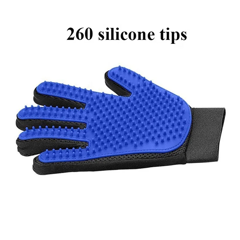 Free Sample Custom Silicone Pet Hair Removal Brush Massage Pet Grooming Glove With 260 Grooming