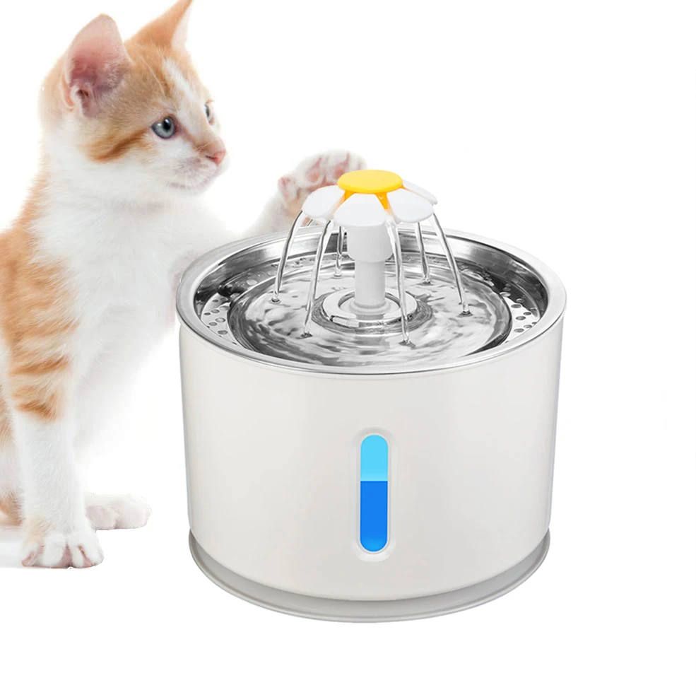 

2.5l New Design Automatic 360 Pet Dog Cat Water Fountain At-p01 Usb Stainless Steel Pet Drinking Fountain Water Dispenser, Customized color