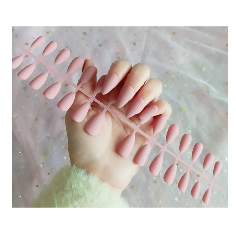 

NA0272 28pcs Long Matte False Nail DIY Sharp Heads Stiletto Artificial Fingernails Salon Home Use Fake Nails, 20 colors to choose