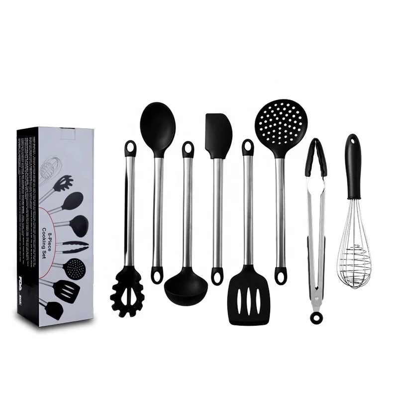 

Amazon hot sale high temperature resistant silicone cooking tools 8-piece set