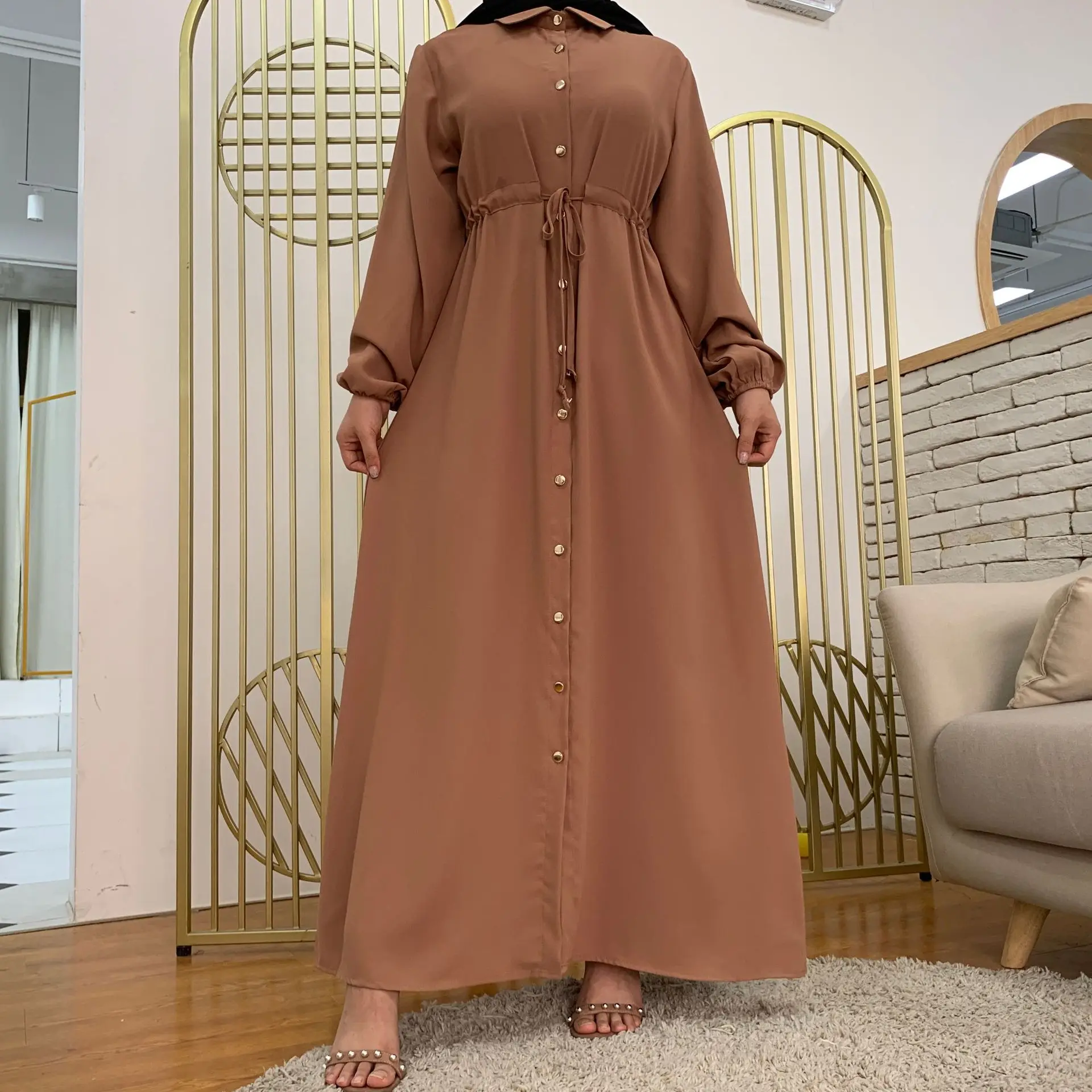 

Yibaoli Factory supply well made Long Sleeve islamic clothing muslim dresses nida black plain abaya muslim women, 8 colors