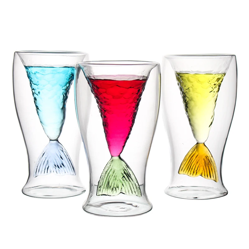 

High Borosilicate Glass Mugs Fishtail Cup Double Wall Glass Cup Shot Glasses