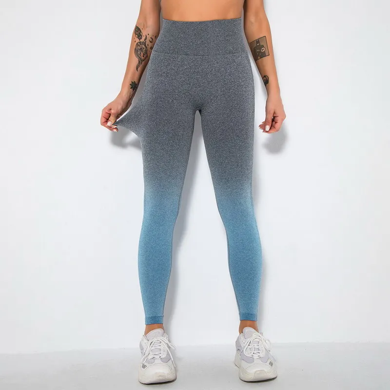 

2021 Stylish Color Yoga Wear Sport Leggings High Waist Tight Leggings Butt Lifting Yoga Pants, As picture