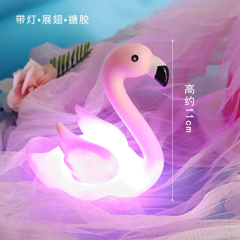 

2020 hot sale LED flamingo birthday items cartoon pvc birthday gifts party toppers cake for wedding party decoration cake topper