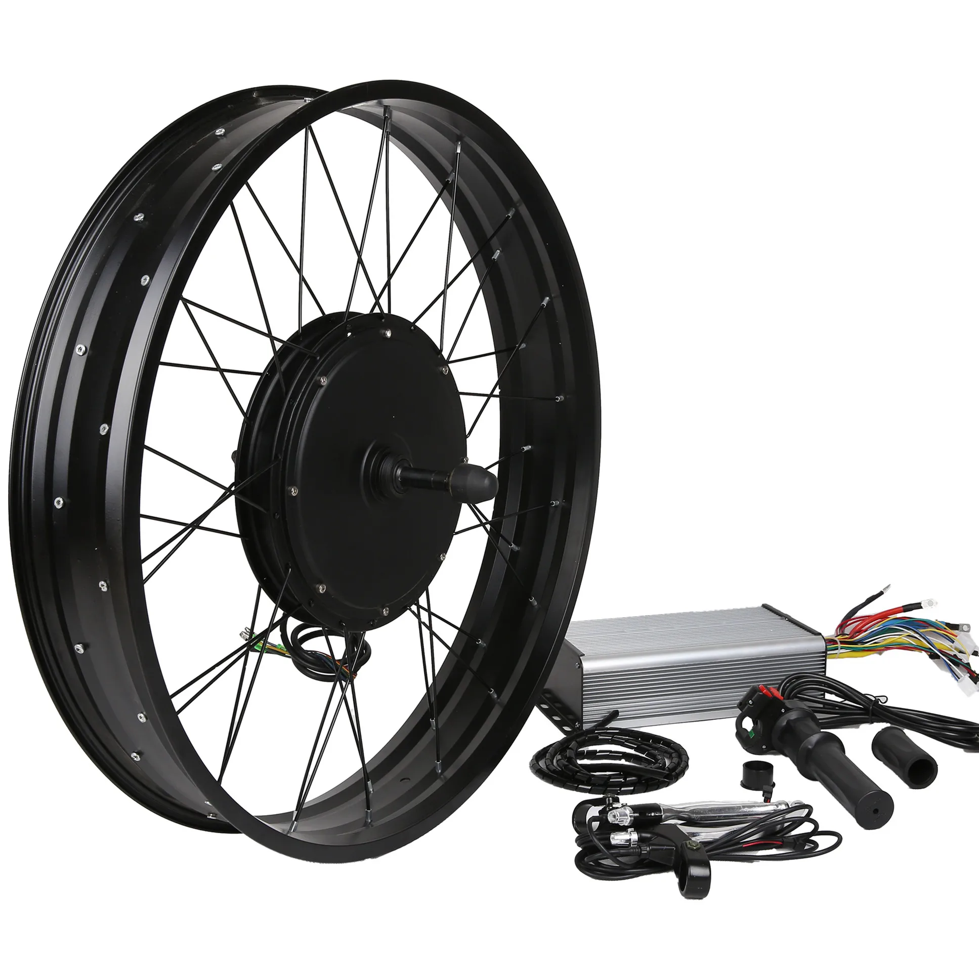 

Hot sale 72V 5000W electric bike front rear wheel conversion kit 26*4.0 fat rim electric bicycle kit with battery included