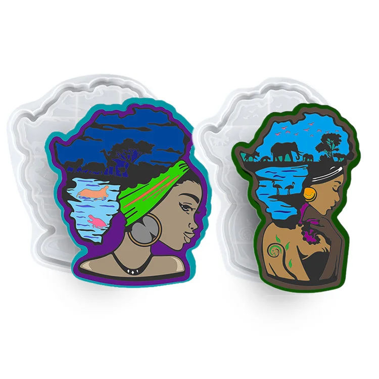 

Afro Female Silicone Resin Mold Women Head Shape Epoxy Mold for Resin Casting DIY Crafts, White