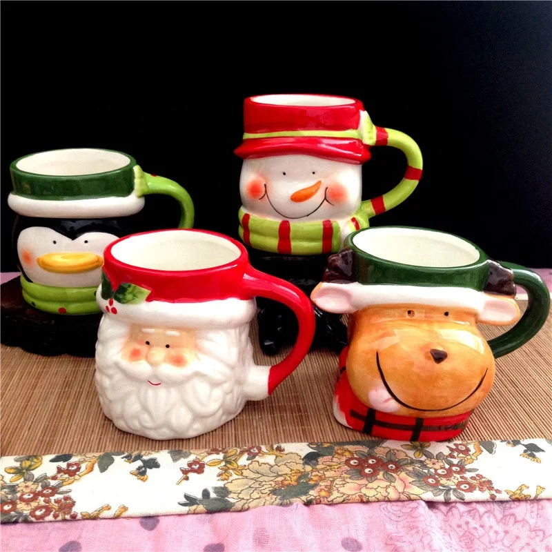 

YIDING Christmas 3d Santa Claus ceramic mug coffee cup mugs winter snowman promotional ceramic christmas mug cups wholesale, As is or customized