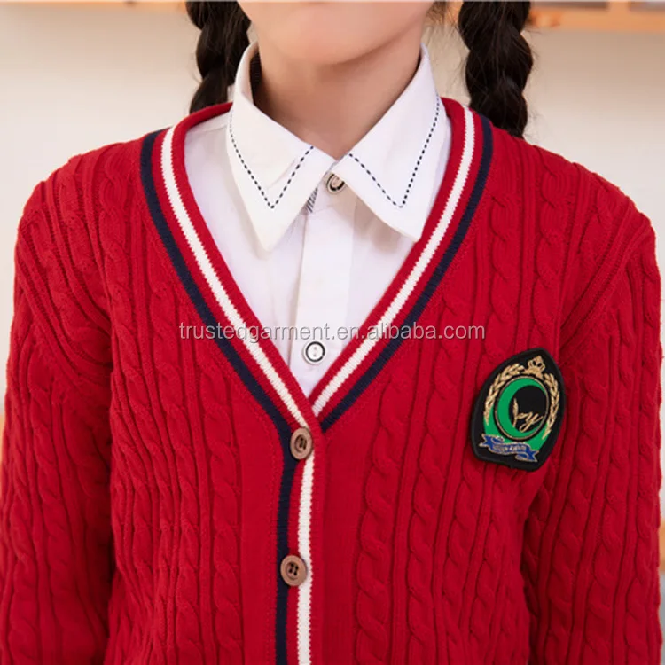 cable knit school cardigan