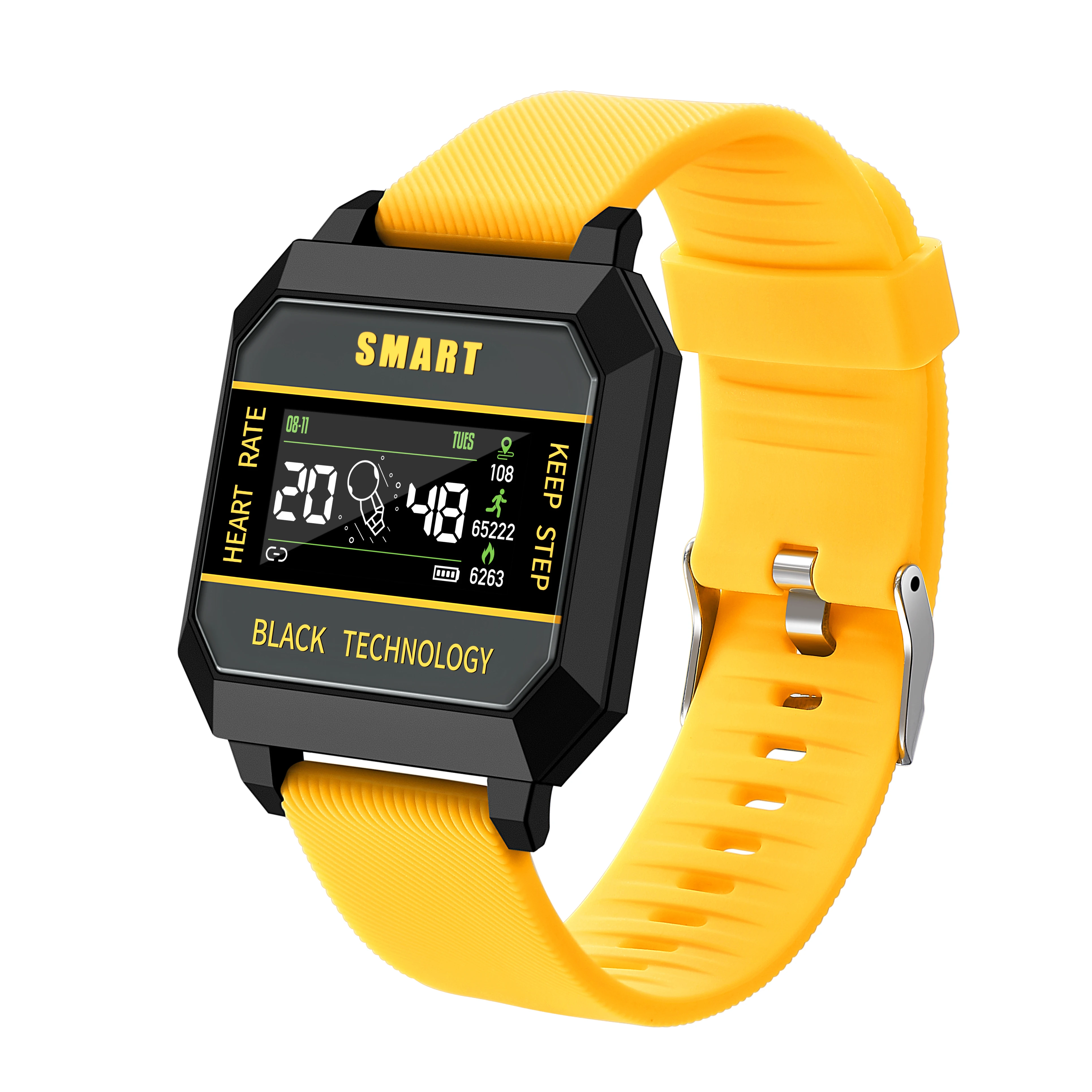 

SMART F8A Y68S T500+ fashion smart digital reloj for men silicone strap black technology smart watch