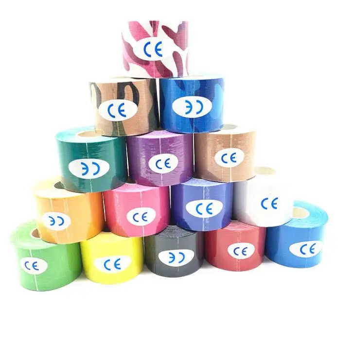 

2021 amazon hot sale Elastic cotton substrate Hypoallergenic adhesive muscle waterproof sports kinesiology tape, Customized color