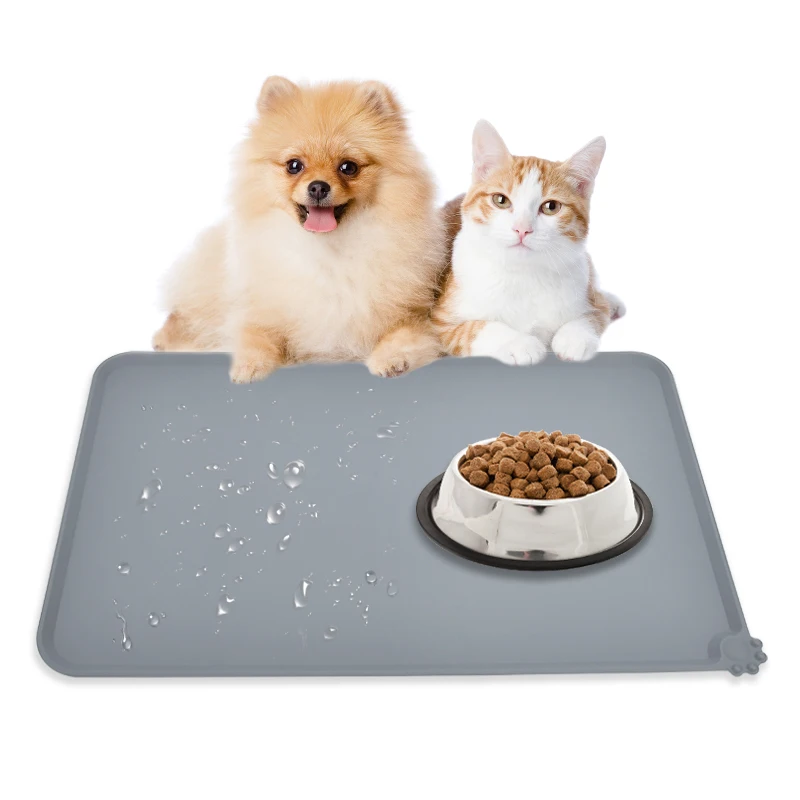 

Silicone Dog Pet Food Feeding Mat Silicone Pet Food Mat with Strong Suction Cup, Grey