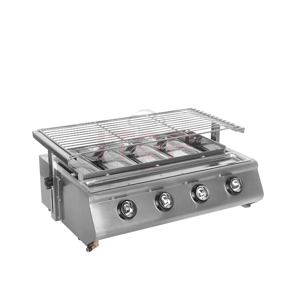 

4 burners BBQ outdoor stainless steel LPG gas BBQ grill,Table top Barbecue grill,Adjust Height of cooking rack