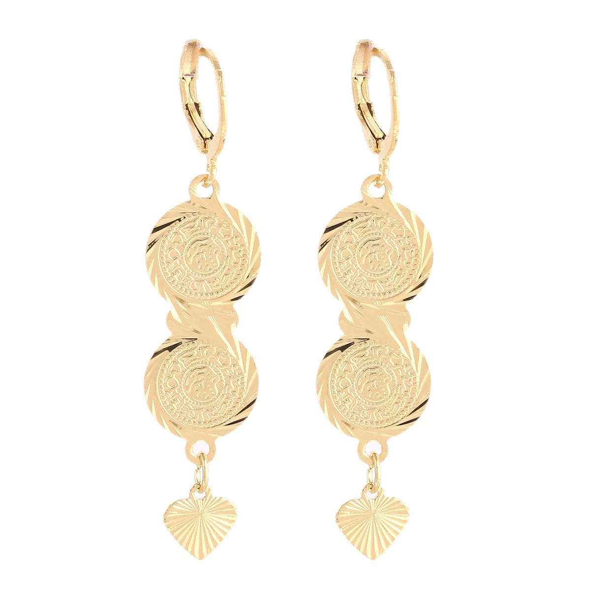 

Trendy Arab Coin Heart Earrings for Women Gold Color Muslim Islamic Old Coins Islam Jewelry