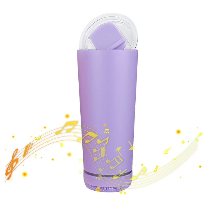 

Hot Sell Water Bottle Speaker Coffee Mug with Horn Stainless Steel Glass Cup with Speaker