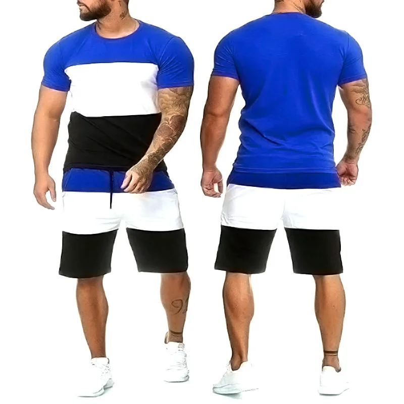 

2022 summer mesh T-shirt men's shorts suit custom LOGO T-shirt two-piece set t shirts for men