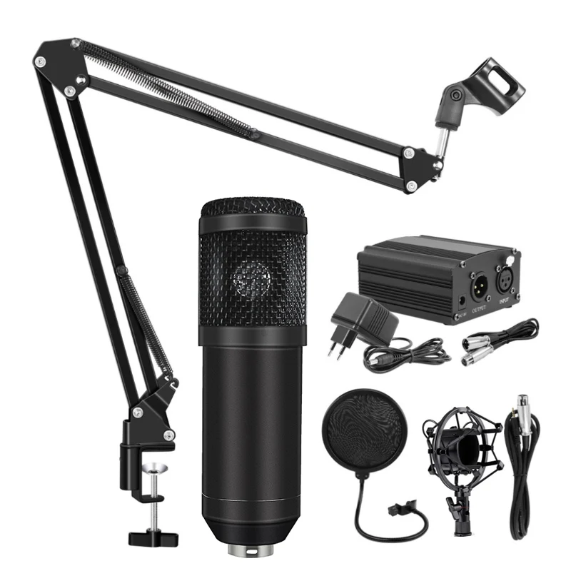 

BM-800 condenser webcast live recording podcast studio streaming electret condenser microphone pc professional set