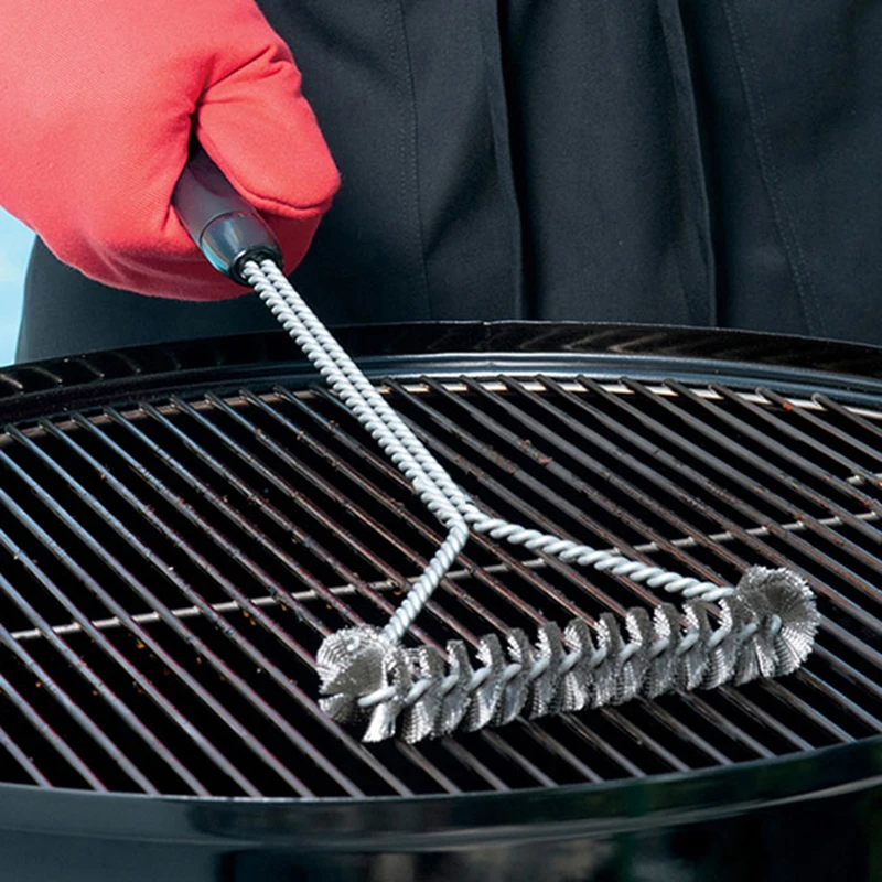 

Barbecue Grill BBQ Brush Clean Tool Grill Accessories Stainless Steel Bristles Non-stick Cleaning Brushes Barbecue Accessories, As photo