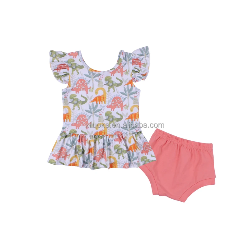 

High Quality Fashion Cute Girl Baby Clothes Animal Color Sleeveless Top and Bloomers Girl Suit, Picture